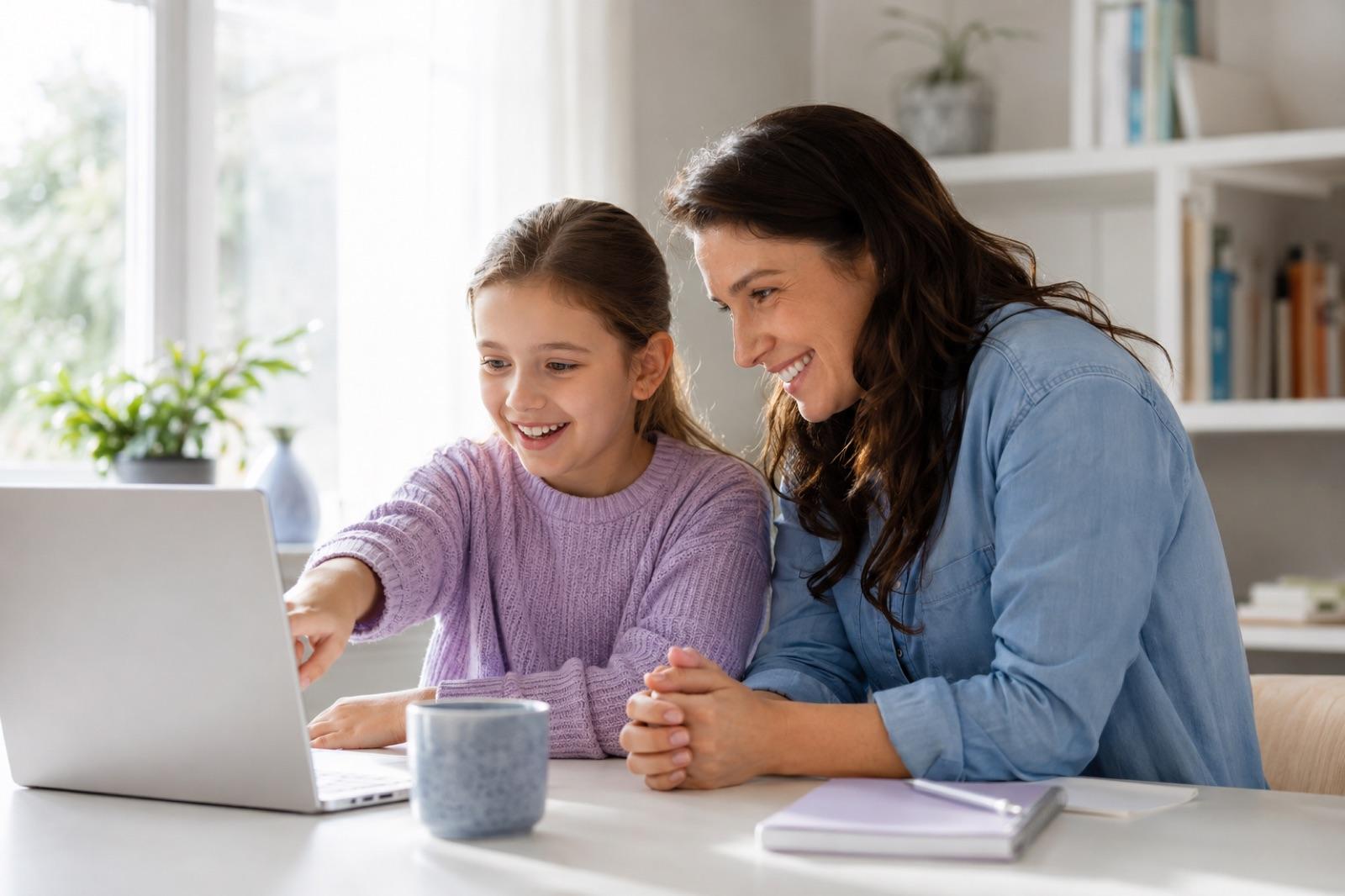 Parent and child doing the Kidaro assessment at a desk